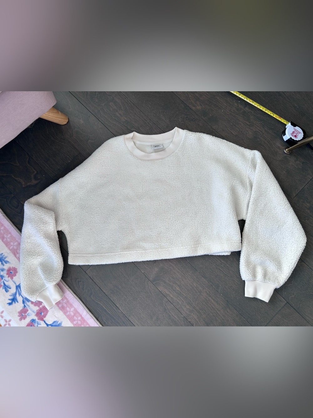 Sunday Best Cream Sherpa Cropped Crew Neck Sweater